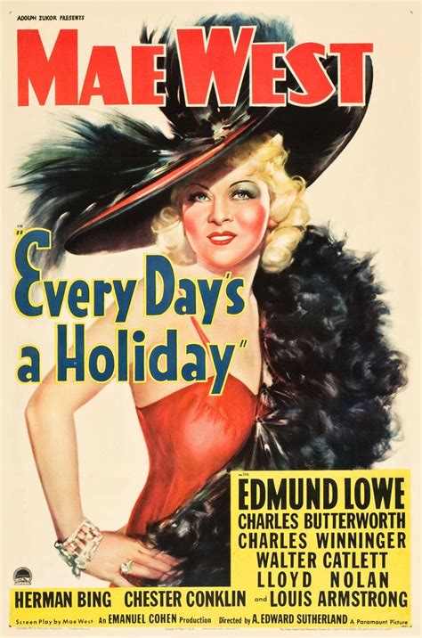 Every Day S A Holiday Paramount 1937 Starring Mae West Mae West Movies Mae West Classic