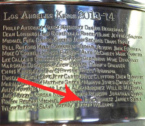 Yes Thats Jeff Schultzs Name Engraved On The Stanley Cup