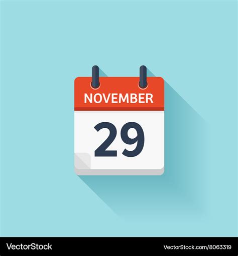 November 29 Flat Daily Calendar Icon Royalty Free Vector