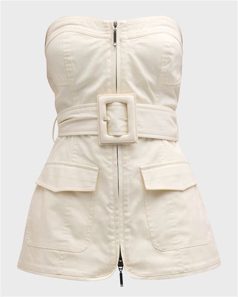 Simkhai Elettra Twill Belted Utility Bustier Neiman Marcus