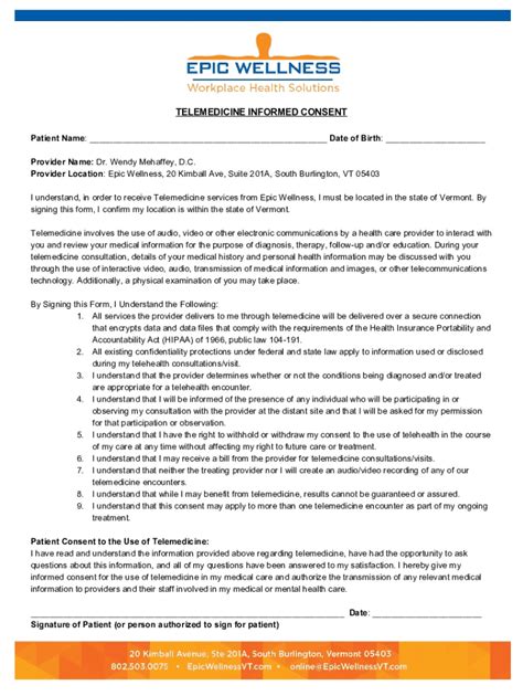 Fillable Online Telemedicine Consent Form Community Health Centers