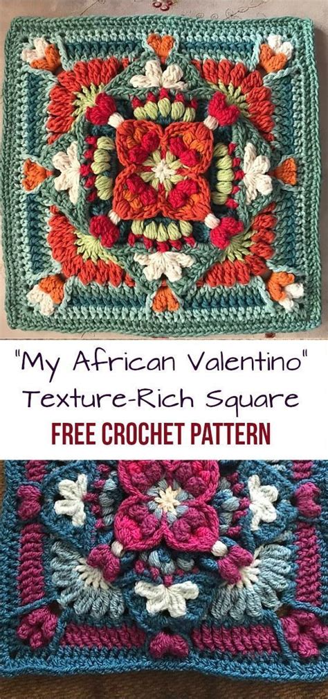 My African Valentino Crochet Texture Rich Square Free Pattern