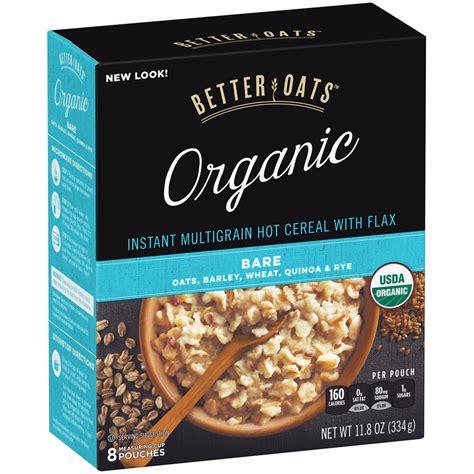 Better Oats Organic Bare Instant Hot Cereal Shop Oatmeal Hot Cereal At H E B