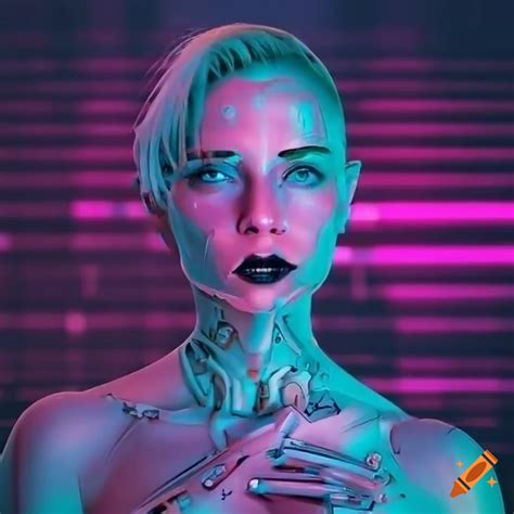 Photorealistic Synthwave Internet Cyborg Woman On Craiyon