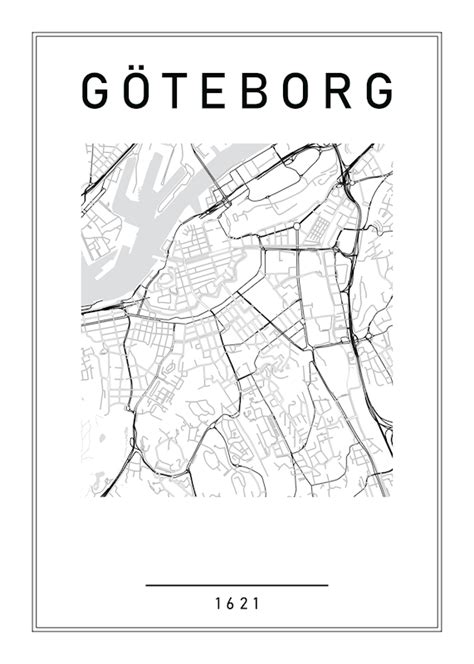 Gothenburg Map Poster Posters And Prints By Viktor Håkansson Printler