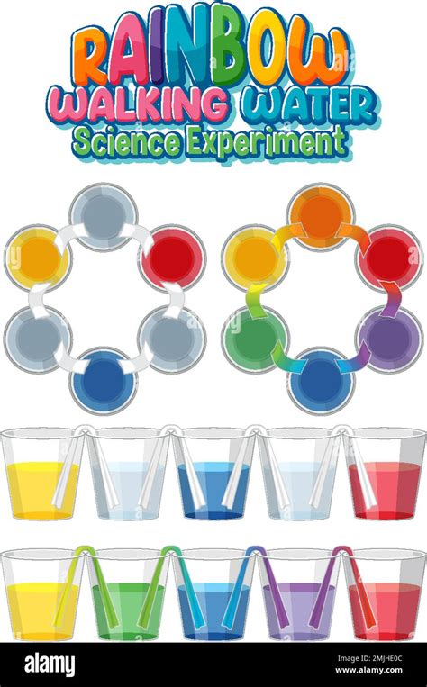 Rainbow Walking Water Science Experiment Illustration Stock Vector