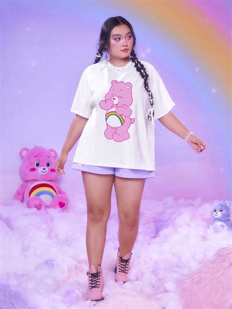 Romwe X Care Bears Talla Grande Camiseta De Hombros Ca Dos Con