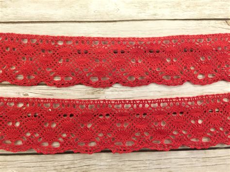 Red Lace Trim Cotton Lace Trim Lace Trim 100cm Lace Trim From