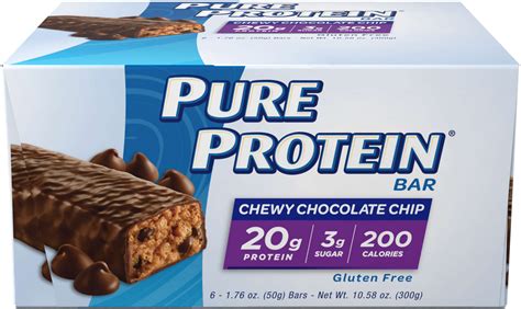 Pure Protein High Protein Bar Chewy Chocolate Chip 20g Protein 6 Pack