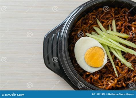 Korean Instant Noodle With Black Bean Sauce Jajangmyeon Or Jjajangmyeon