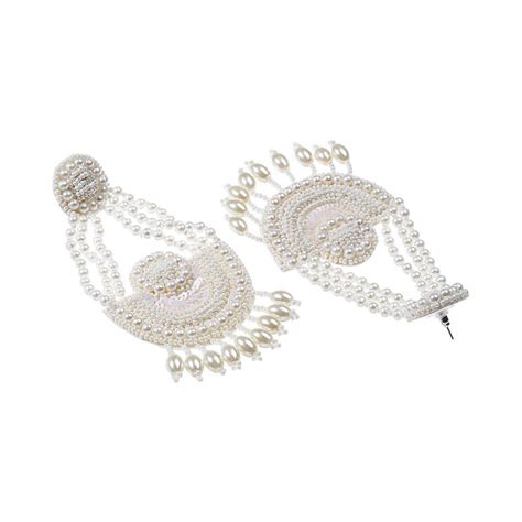 Buy Moedbuille Handcrafted Off White Sequins Pearls Studded