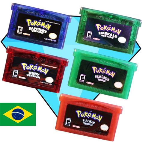 Fitas Cartucho Jogo Pokemon Gameboy Advance Fire Red Leaf Green Emerald