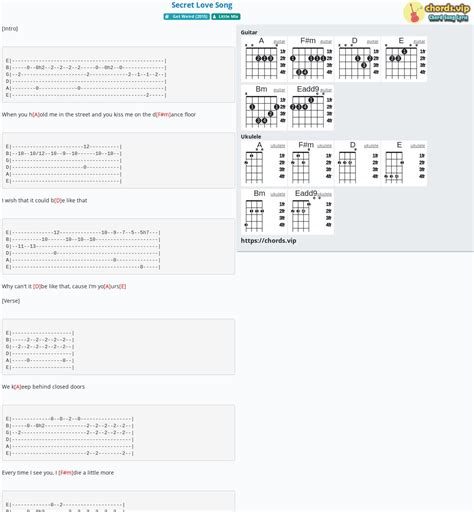 Chord: Secret Love Song - tab, song lyric, sheet, guitar, ukulele ...