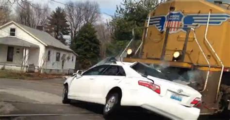 Warning Graphic Content Shocking Moment Train Smashes Into Straying