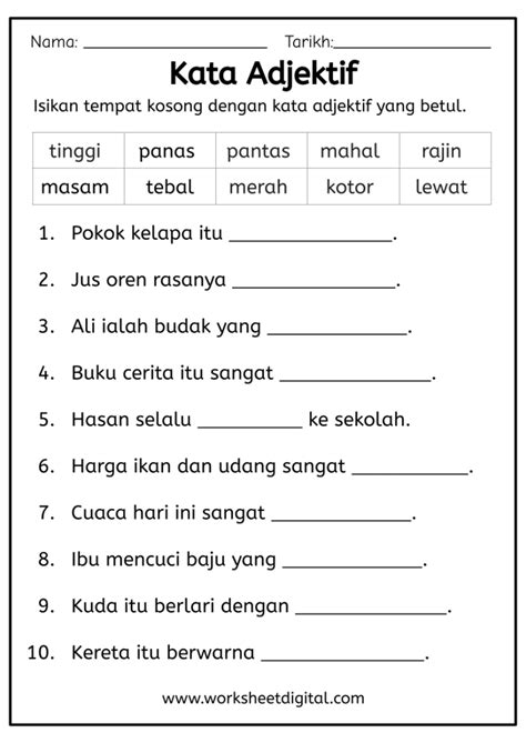 Kata Adjektif Worksheet Digital 29481 Hot Sex Picture