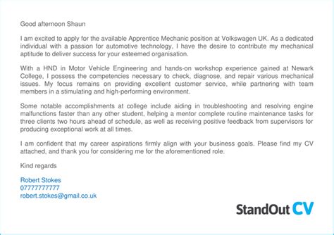 Short Cover Letter For Learnership