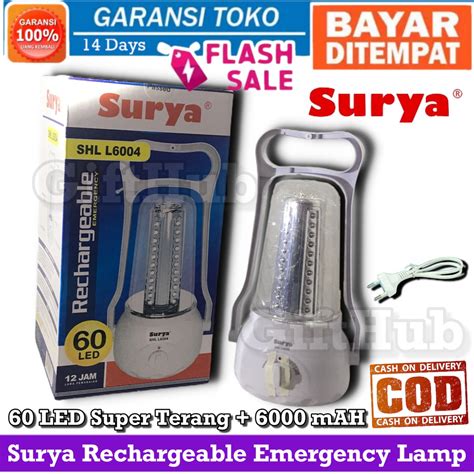 Jual Surya Rechargeable Emergency Lamp Shl L Led Super Terang