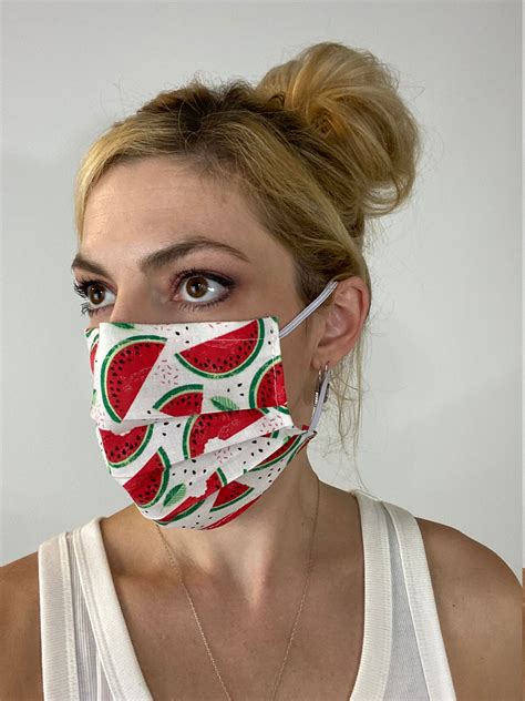 Watermelon Face Mask Handmade Washable Reusable With Nose Wire Etsy