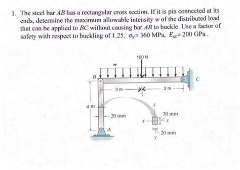 Solved 1 The Steel Bar AB Has A Rectangular Cross Section Chegg