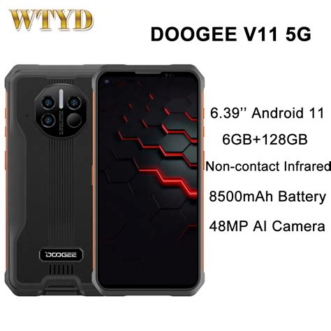 DOOGEE V11 5G Rugged Phone 8GB 128GB Non Contact Infrared 8500mAh 6 39