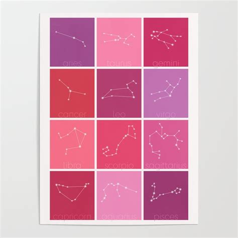 Zodiac Star Constellation Chart Xxvii Poster By Astral Spirits Society6