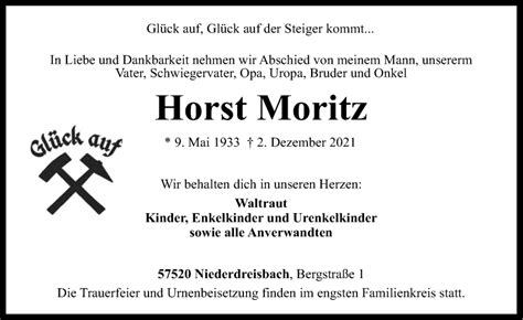 Traueranzeigen Von Horst Moritz Rz Trauer De