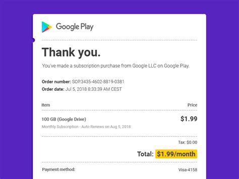 Dribbble Google Play Invoice By Petar Cirkovic