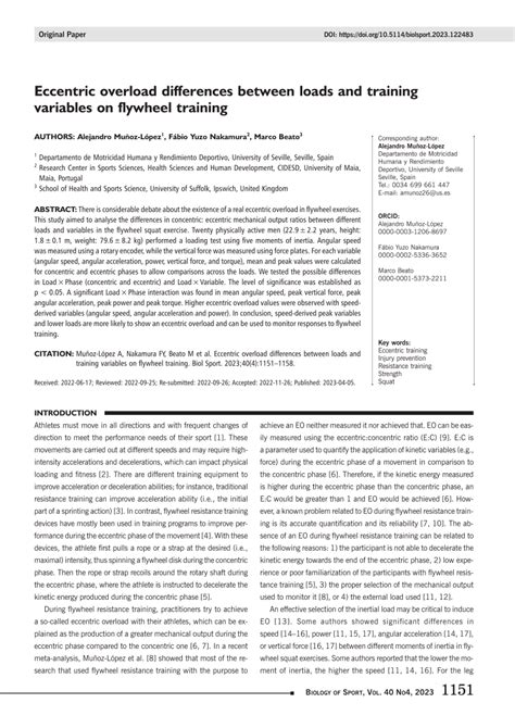 Pdf Eccentric Overload Differences Between Loads And Training