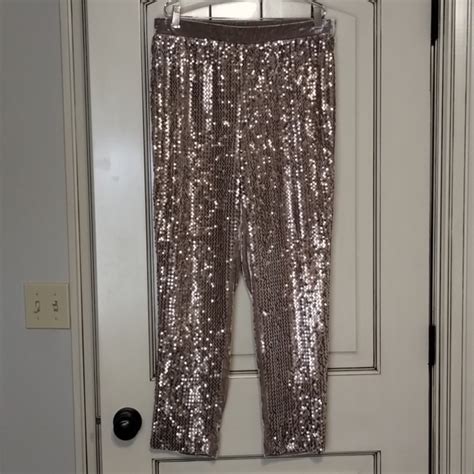 Chico S Pants Jumpsuits Chicos Nude Color Sequin Disco Ball Velour Back Size Medium Pull