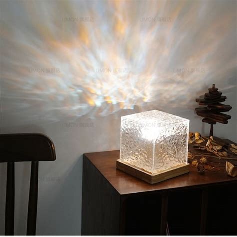 Ice Cube Rotating Dynamic Water Ripple Projection Atmosphere Light Small Night Light T Rgb