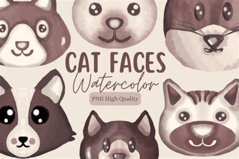 Cat Face Watercolor Pack Graphic by Finart · Creative Fabrica