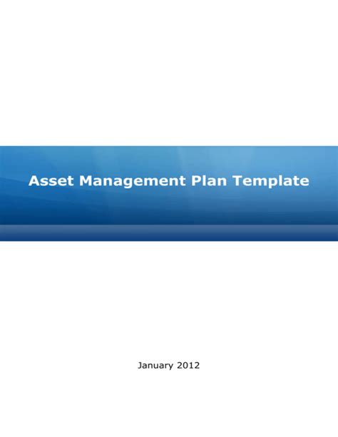 Asset Management Plan Template Tertiary Education Commission