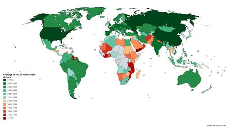 Average rating of the top 10 chess players per country (OC). : r/MapPorn