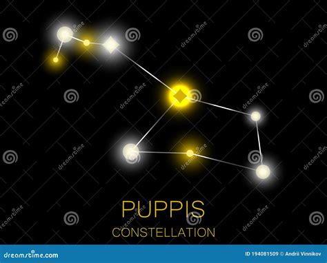 Puppis Constellation Bright Yellow Stars In The Night Sky A Cluster