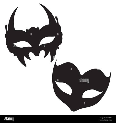 Vector Set Of Masquerade Ball Masks Silhouettes Illustration Isolated