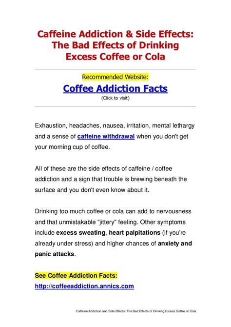 Caffeine Addiction and Side Effects: The Bad Effects of Drinking Exce…