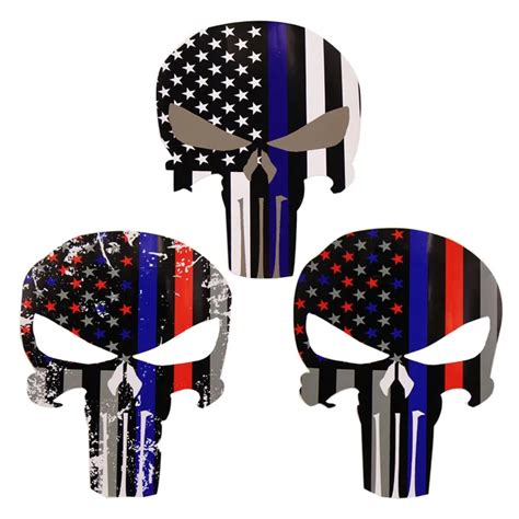 Pcs Punisher Skull Police Thin Blue Line American Flag Decal Sticker