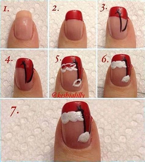 Santa Hat Nails Christmas Nails Diy Santa Nails Cute Christmas Nails