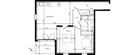 Plan appartement T3 de 69 18 m² neuf à Castelnau le Lez résidence