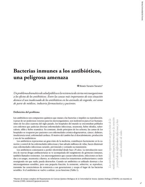 Bacterias Inmunes A Los Antibióticos Una Peligrosa Amenaza