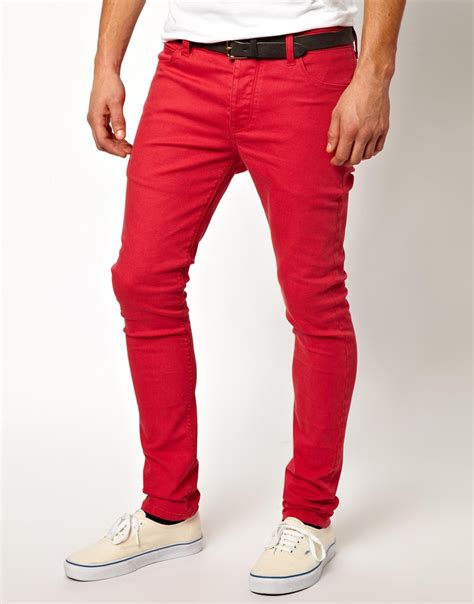 Asos Super Skinny Jeans In Red For Men Lyst