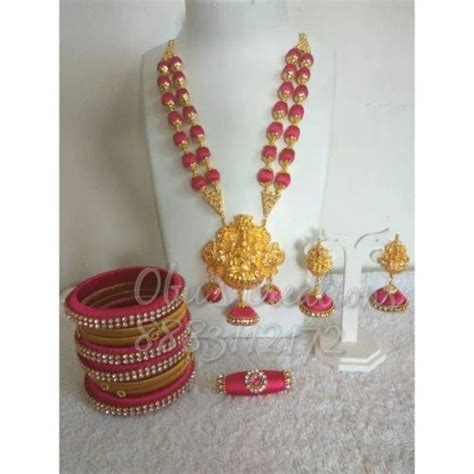 Wedding Hand Made Gold Antique Silk Thread Jewellery At Rs Set In