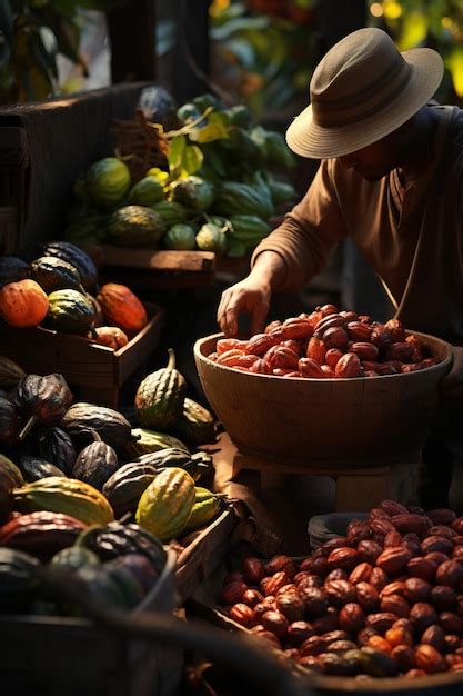 Premium Photo | Cocoa bean harvester working on cocoa plantations ...