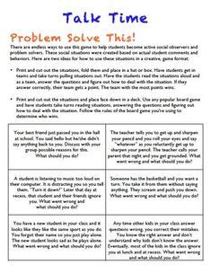 The Talk Time Games: Problem Solve This & YOU Be th Decision Making Activities, Coping Skills ...