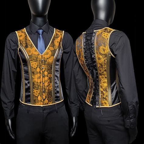 Corset Vest For Men Lace Up Boned Vintage Waistcost Palace Shaping Tops Costume Ebay