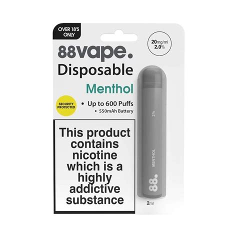 88vape Menthol Disposable Vape Pen 2ml Free Delivery £10