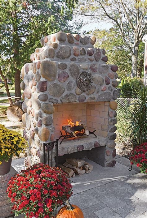 20 Beautiful Outdoor Stone Fireplace Designs