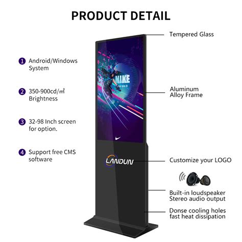 Vertical 55 Inch Infrared Screen Indoor Advertising Kiosk Digital