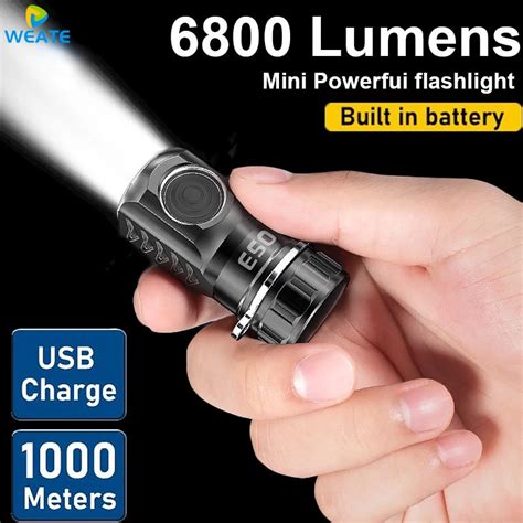 Rechargeable Mini Led Flashlight Keychain Usb Powered 3000 Lumens Flash