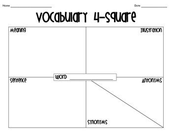 Vocabulary Squares Template Prntbl Concejomunicipaldechinu Gov Co